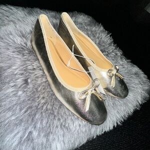 JCrew gold ballet flats NWT